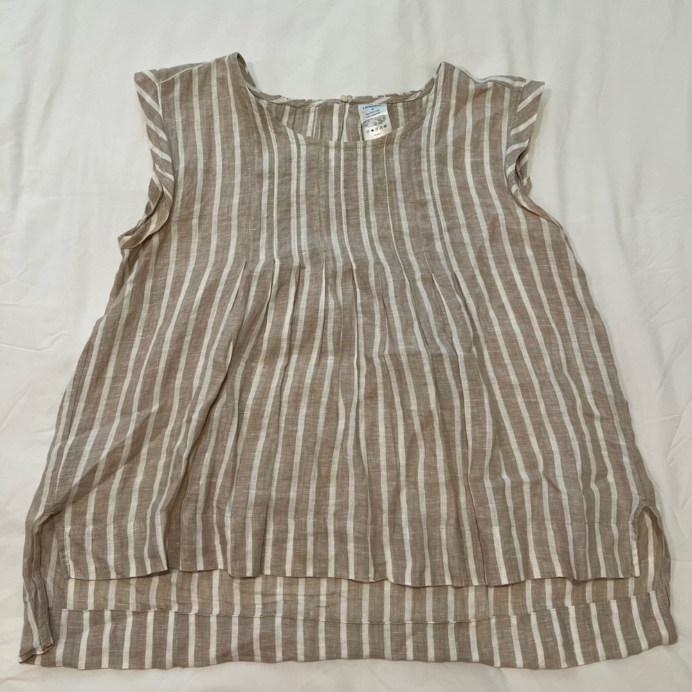 Lands' End Brown and White Sleeveless Blouse Relaxed Fit